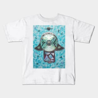 Reflecting Pool Hamsa by Harriette Knight Kids T-Shirt